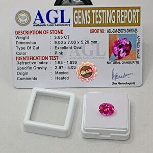 Certified Pink Danburite Gemstone